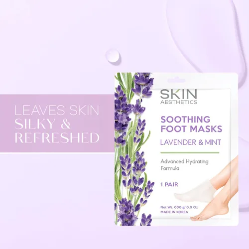 Miniatura 2 de Skin Aesthetics Mascarillas para pies de lavanda y menta, reparan y suavizan los pies agrietados, hidratantes y exfoliantes, cuidado de la piel