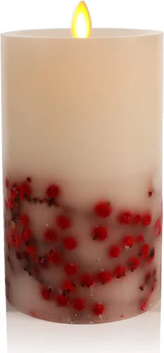 Miniatura 10 de Luminara Vela LED sin llama, de cambray suave, incrustada en concha y estrella de mar, pilar de llama móvil, cera real sin perfume con borde