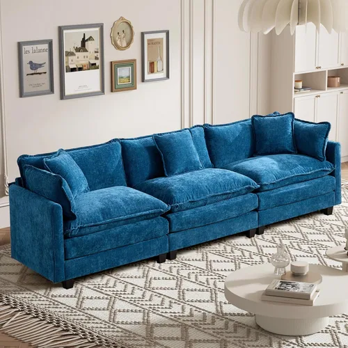 Miniatura 7 de Sofá seccional modular convertible de 76.7", sofás de dos plazas de chenilla con asiento profundo y cojines tipo loveseat para sala de estar, Beige