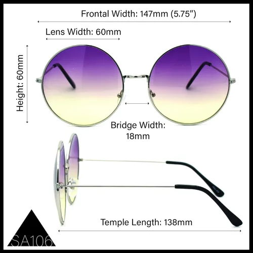 Miniatura 5 de Anteojos de sol redondos, grandes, clásicos, estilo Joplin hippie, lentes circulares