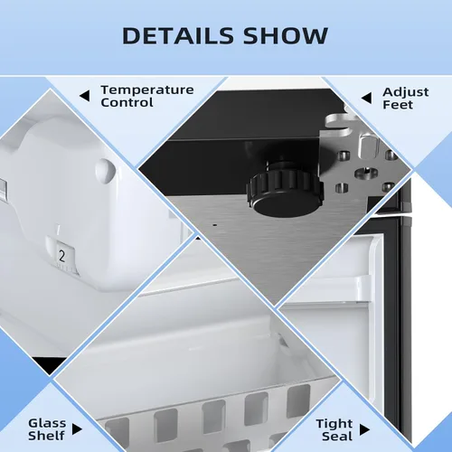 Miniatura 4 de Antarctic Star 3.2 pies cúbicos, mini refrigerador con congelador, mininevera de dos puertas, refrigerador compacto, termostato ajustable, mini