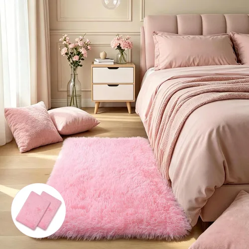 Miniatura 33 de KCHOWUA Alfombras Esponjosas y Peludas de Unicornio para Dormitorio de Niñas, 3x5 pies Lavable Antideslizante Alfombra de Área Shag Peluda para Sala