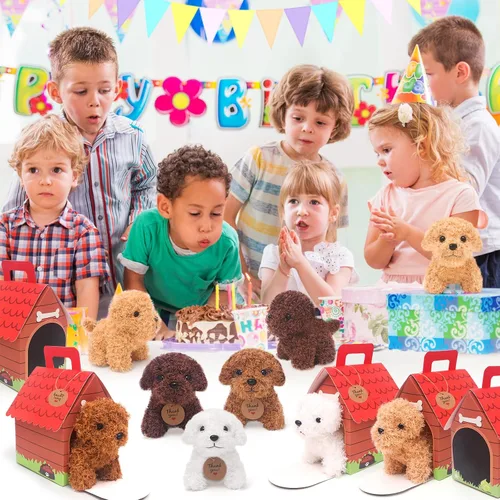 Miniatura 7 de HAPGFS 12 piezas de cachorros de peluche mini con llavero, adopta un perro de fiesta con bolsas de regalo, animales a granel con juguetes de regalo