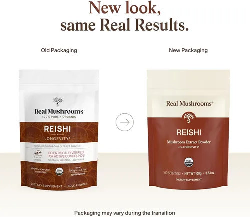 Miniatura 2 de Real Mushrooms Reishi - Polvo de hongos orgánicos seleccionados a mano, reishi rojo para un bienestar diario tranquilo con beta-glucanos
