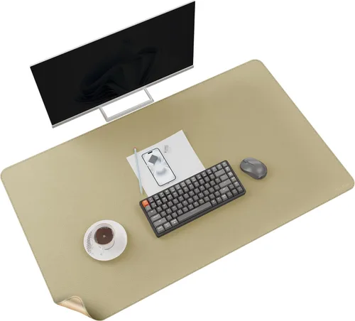 Miniatura 36 de MAIDERN Cubierta de mesa estrecha de 39.4" x 7.9", tapete reversible de cuero y corcho para mesa consola, protector de mesa largo y delgado