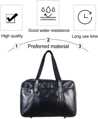 Miniatura 8 de Mikikit Bolsa de viaje portátil de cuero para hombre, bolsa de hombro para portátil, maletín para libros, para hombre, uniforme japonés, bolsa