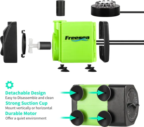 Miniatura 5 de FREESEA Bomba de agua sumergible de fuente: Bomba de acuario ajustable de 10 vatios y 160 GPH con luz LED Tubo de 3.3 pies para estanque al aire