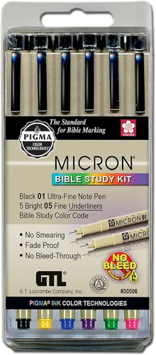 Miniatura 6 de Pigma, juego de lápices tipo microfibras Micron Bible Study (3050-6)