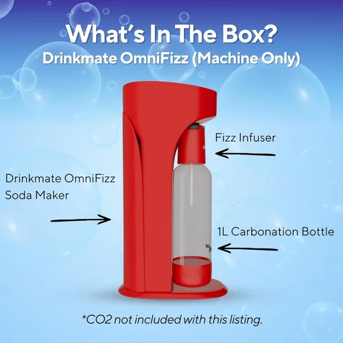 Miniatura 5 de DrinkMate OmniFizz - Fabricante de agua con gas y refrescos, carbonata cualquier bebida, cilindro de CO2 no incluido (Rojo Real)