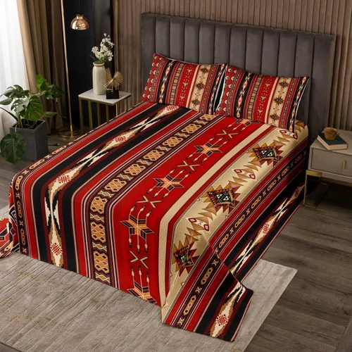 Miniatura 8 de Erosebridal Southwestern - Juego de colcha geométrica bohemia acolchada tamaño individual, juego de edredón étnico tribal con flechas occidentales