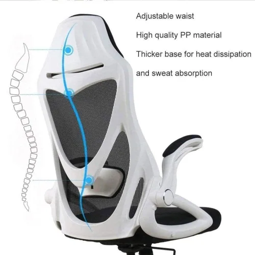 Miniatura 3 de Silla ergonómica de escritorio de oficina con reposabrazos ajustable, soporte lumbar, reposacabezas y malla transpirable respetuosa con la piel (D)