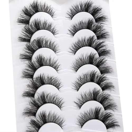 Miniatura 824 de Pooplunch - Pestañas postizas finas de visón sintético, estilo ojo de gato, naturales, cruzadas, tipo racimo, efecto 8D de volumen, tiras