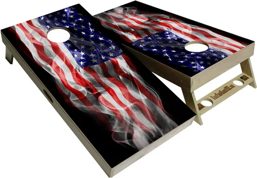 Miniatura 13 de Serie American Flag – Tablas de cornhole prémium con portavasos y un asa, incluye 2 tablas de cornhole regulables de 4 x 2 pies con madera