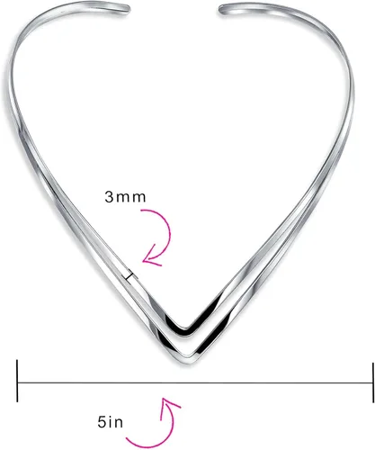 Miniatura 3 de Gargantilla básica simple con doble forma de V collar geométrico para mujer plata esterlina 925 Metal