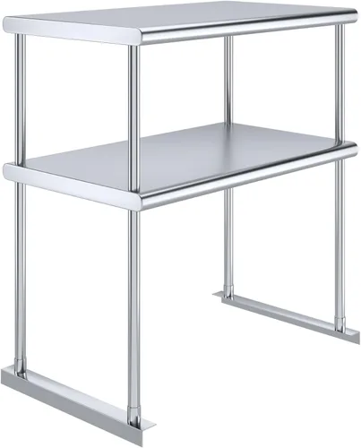 Miniatura 15 de Estante doble de acero inoxidable resistente con certificación NSF de calibre 18 con soportes para cocinas, cuartos de servicio, almacenamiento