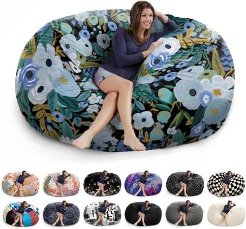 Funda de 6 pies para puf gigante - Funda de puf de terciopelo holandés suave y esponjosa (sin relleno, solo funda), funda de sofá holgazán Azul