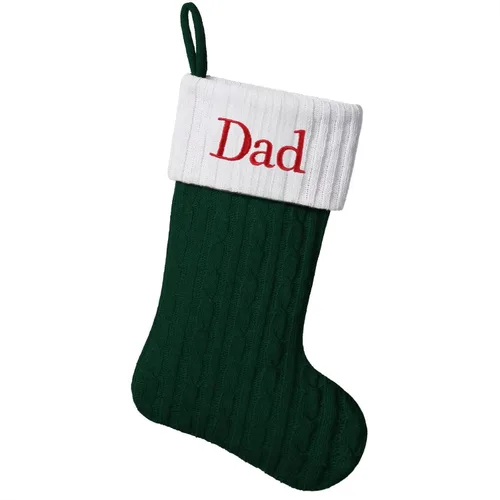 Miniatura 50 de Medias de Navidad personalizadas de 19 pulgadas con iniciales bordadas, medias de Navidad de punto negro para decoraciones de vacaciones familiares