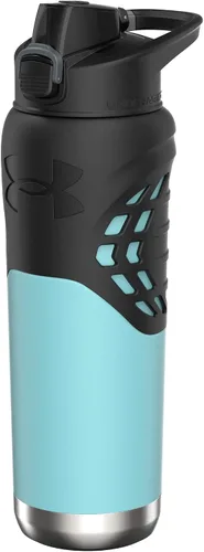 Under Armour 24Oz Stainless Steel Water Bottle, Insulated, Carabiner Easy Carry Hook, Leak Proof, Kids & Adults, All Sports, Gym Azul brisa/Negro