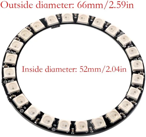 Miniatura 3 de 24 bits WS2812 RGB LED anillo 24 X 5050 WS2812B LED con controlador integrado direccionable individual programable para Arduino Raspberry Pi ESP32