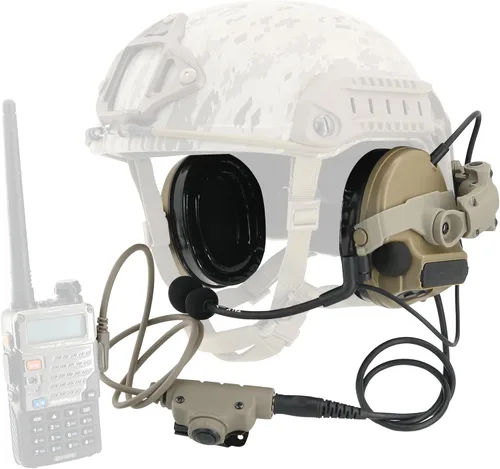 Miniatura 9 de HEARFALCOM Auriculares tácticos COMAT III Casco táctico Adaptador de riel ARC versión no militar Enfriamiento de ruido Auriculares de disparo con V2