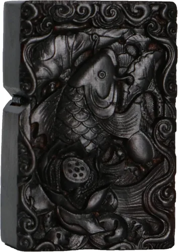 Miniatura 19 de Caja de carcasa de madera de ébano negro natural tallada para módulo Zippo (Serpiente Cobra)