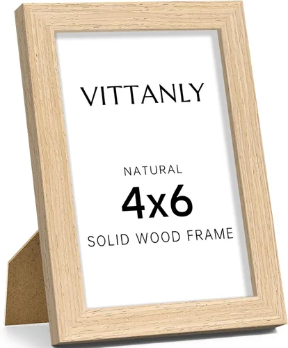 Miniatura 15 de Vittanly - Marco de fotos de 4 x 6 pulgadas de madera maciza con plexiglás, incluye paspartú de 3,5 x 5, para colgar en la pared o poner sobre una