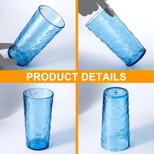 Miniatura 3 de KX-WARE Vasos de agua acrílicos de 26 onzas, vasos de plástico más grandes, juego de 8 colores mixtos