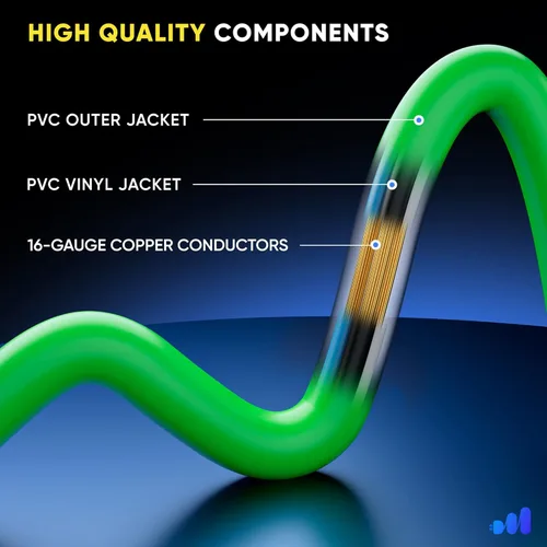 Miniatura 6 de Cable de extensión de 4 pies, paquete de 2 cables de extensión con múltiples tomas, calibre 16 (verde) certificación ETL Azul