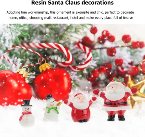 Miniatura 5 de DOITOOL Juego de 10 mini figuras de Papá Noel en miniatura de Navidad, 1.57 pulgadas, diminutos adornos de estatua de muñeco de nieve de Papá Noel