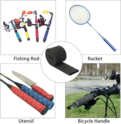 Miniatura 5 de Tubo termorretráctil, rojo (1.181 in x 39 pulgadas), funda antideslizante y aislante para cañas de pescar, raquetas y asas