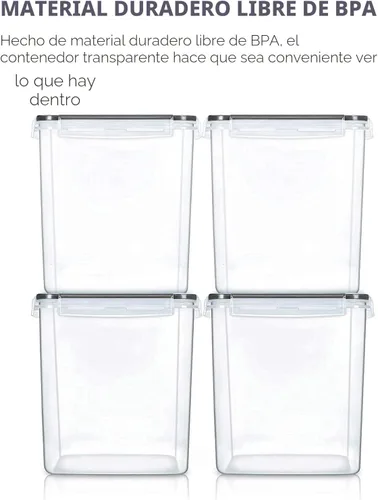 Miniatura 5 de Vtopmart Contenedores de almacenamiento de alimentos de 2.5 litros/84.5 onzas, 4 recipientes herméticos de plástico sin BPA para harina, azúcar