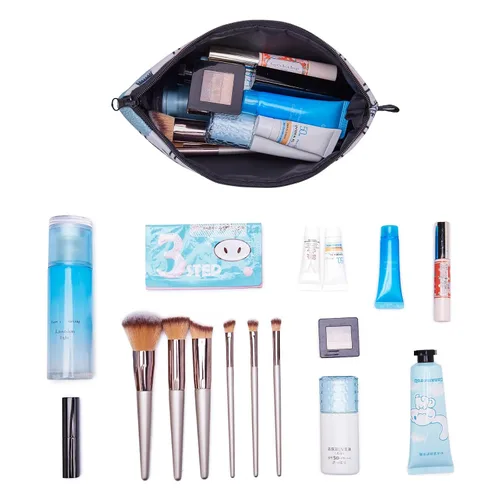 Miniatura 4 de WANDF Bolsa de cosméticos para mujeres, organizador de bolsa de maquillaje pequeña, mini bolsa de maquillaje para el bolso, resistente al agua
