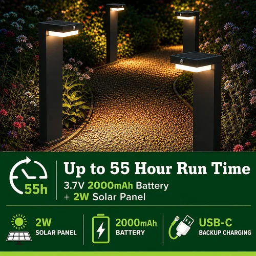 Miniatura 6 de Luces solares de sendero - Luces solares para pasarela para exteriores - Sensor PIR y dos modos de iluminación - Batería recargable que dura hasta