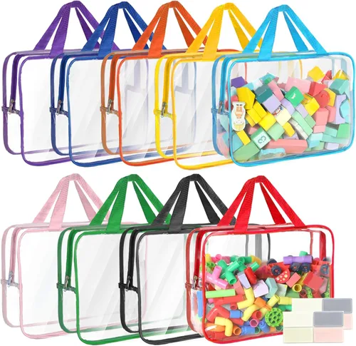 Miniatura 8 de Paquete de 6 bolsas de almacenamiento de juguetes con etiquetas, 11.8 x 8.7 x 3.9 pulgadas, grandes, de PVC, reutilizables, transparentes