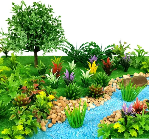 91 piezas de árboles de modelo árboles en miniatura variados para modelo de tren paisaje de jardín de hadas árboles de diorama árboles artificiales
