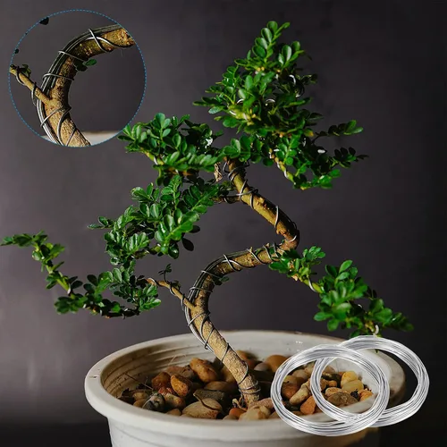 Miniatura 5 de PATIKIL Alambre de entrenamiento para bonsái de 0.039 pulgadas, 2 rollos de tallos de alambre floral de aluminio anodizado para árbol de 65.6 pies