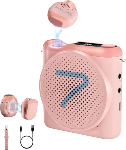 7RYMS WA2 Amplificador de voz inalámbrico para profesor con micrófono de solapa magnético, altavoz de micrófono portátil, cancelación de ruido,