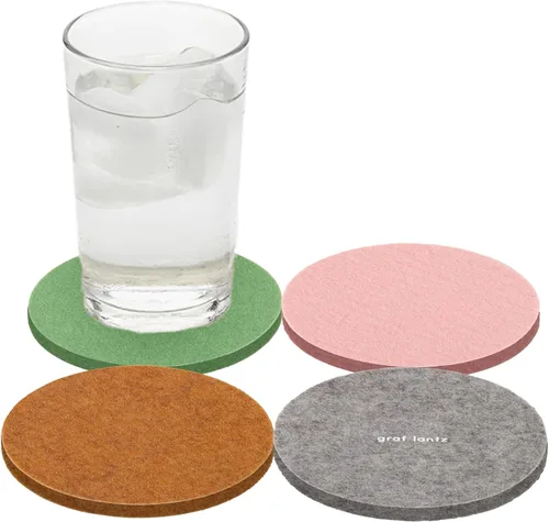 Miniatura 29 de Graf Lantz - Juego de 4 posavasos redondos de lana de merino Bierfilzl - Negro (círculos de 10 cm) - Absorbe el 30% del peso - Lana alemana
