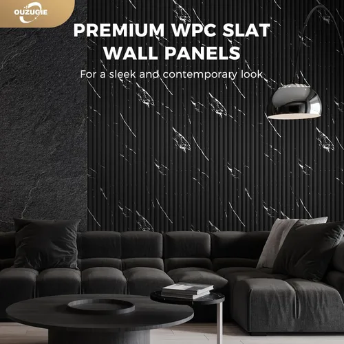 Miniatura 2 de OUZUGIE WPC Paneles de Pared de Rejilla Acústica, Paquete de 8 Paneles de Pared 3D de 114 x 6 Pulgadas para Decoración de Paredes Interiores, Sala