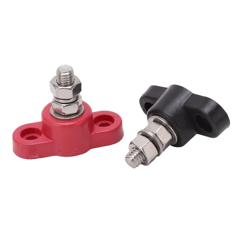 Miniatura 3 de Conectores de terminal de batería M8, pernos de distribución de energía de ajuste universal resistente, rojo y negro, juego de 4 kit para automóvil