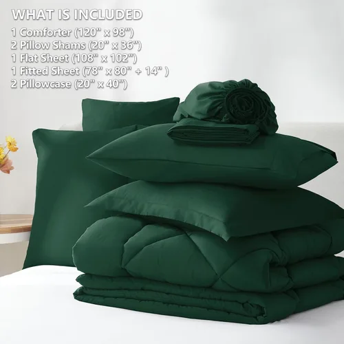 Miniatura 86 de CozyLux Juego de edredón tamaño King, color naranja quemado, toda la ropa de cama en una sola bolsa, 7 piezas: edredón, fundas de almohada
