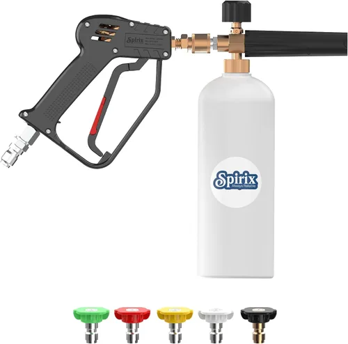 Miniatura 9 de Cañón de espuma para lavadora a presión, lanza de espuma de nieve ajustable con conector rápido de 1/4 pulgadas y 5 puntas de boquilla