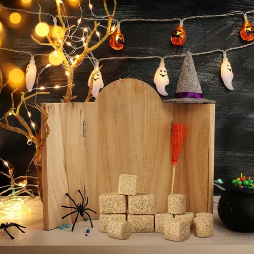 Miniatura 4 de Modelo de pajar en miniatura, 12 unidades, mini balas de heno para casa de muñecas, decoración de mesa de cosecha de otoño, pequeñas balas de heno