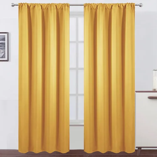 Miniatura 107 de LEMOMO Cortinas opacas negras para cocina, 42 x 45 pulgadas, juego de 2 paneles de cortinas opacas con bolsillo para cortinero para ventana pequeña