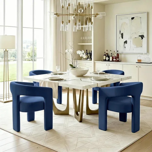 Miniatura 15 de Modernas sillas de comedor, silla de sherpa tapizada de terciopelo con respaldo, silla de tocador Boucle ensamblada cómoda para cocina, comedor