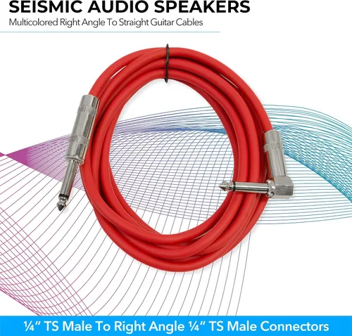 Miniatura 3 de Seismic Audio Cables de guitarra para altavoces, cables de guitarra de ángulo recto a recto, multicolor, 10 pies, paquete de 6