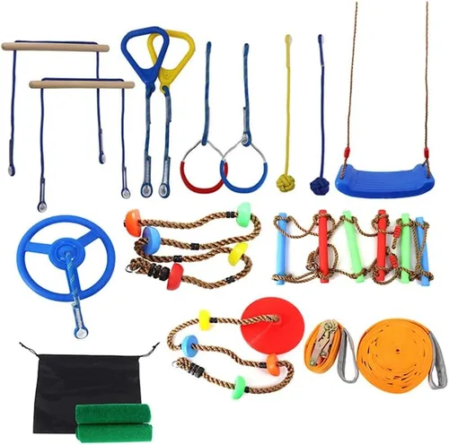 Carrera de obstáculos para niños, juego de 13 piezas de carrera de obstáculos de guerrero para niños, equipo de entrenamiento al aire libre, kit de