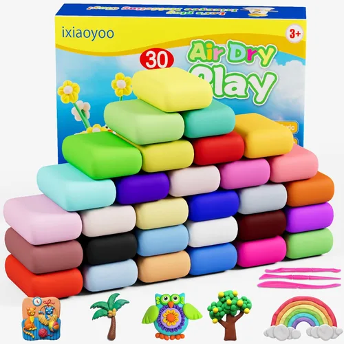 Miniatura 12 de Ixiaoyoo Arcilla seca al aire para niños, kit de arcilla mágica de modelado de 104 colores, suave y antiadherente, juguetes de modelado de artes
