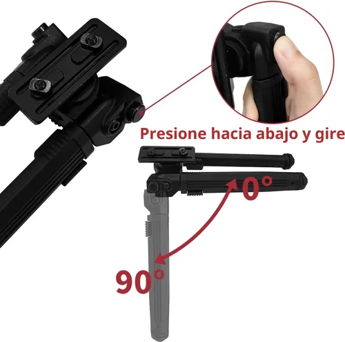 Miniatura 5 de Bípode ajustable giratorio de 360 grados con palanca de desmontaje rápido, seis alturas ajustables de 7 1/2 pulgadas a 10 5/8 pulgadas para caza