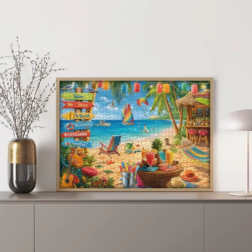 Miniatura 5 de Beach Puzzle for Adults 1000 Pieces, Summer Puzzle Ocean Cozy Holiday, Tropical Seaside Flower Plant Jigsaw Puzzle
